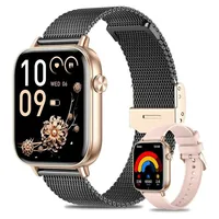 Damen Smartwatch mit Telefonfunktion Herzfrequenzmesser, Schlafmonitor, SpO2-Schrittzähler, 100+ Sportmodi, IP68 wasserdichte - Schwarz