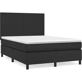vidaXL Boxspringbett mit Matratze Schwarz 140x200 cm Kunstleder