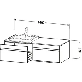 Duravit Ketho 140x55x42,6cm, f EWT, 2 AZ, B li, Tau