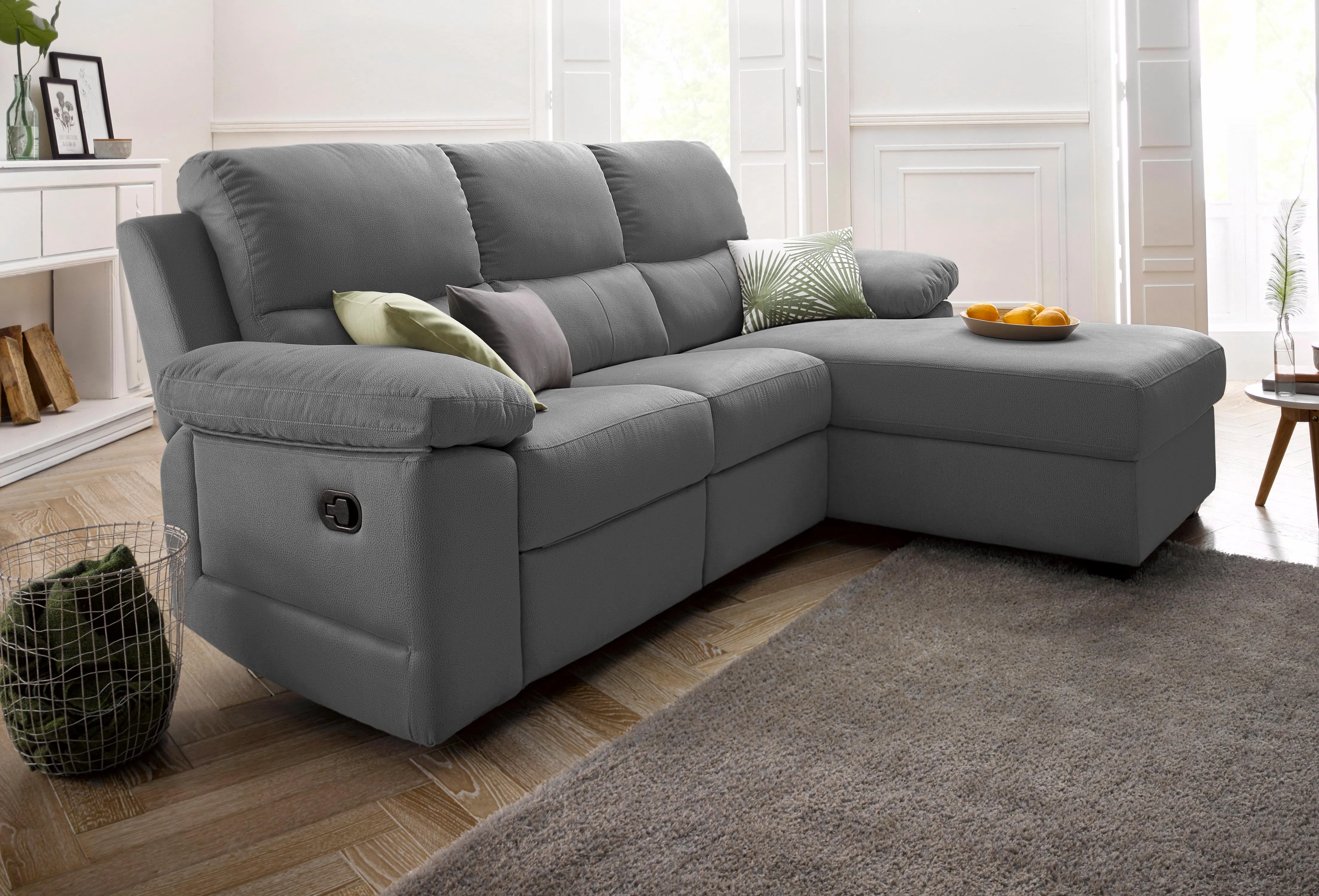 ATLANTIC home collection Ecksofa »Conrad L-Form«, mit Relaxfunktion und Federkern, mit Bettkasten ATLANTIC home collection dunkelgrau