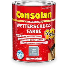 Consolan Wetterschutz-Farbe 750 ml silbergrau seidenglänzend