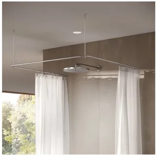 PHOS Design Duschvorhangstange DSU U-Form quadratisch, Verschraubung, Edelstahl 80 cm