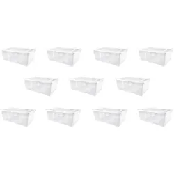 Gardissimo 10er-Set Schuhboxen Kunststoffbox Klarsichtbox Belüftung 25 Liter