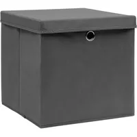 vidaXL Aufbewahrungsboxen mit Deckeln 4 Stk. Grau 32x32x32 cm Stoff