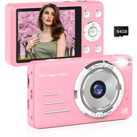 Digitalkamera, FHD 4K 64MP Point and Shoot Kinder-Digitalkamera mit 64-GB-Karte, 18-facher Zoom, Anti-Shake, kompakte kleine Kameras für Kinder, Geschenke für Teenager, Mädchen, Jungen