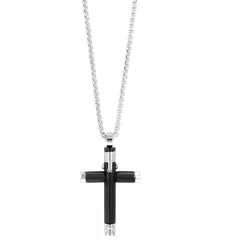 Kette mit Anhänger ADELIA ́S, schwarz (silberfarben, schwarz), Halsketten, Herren, unbekannt, Edelstahl