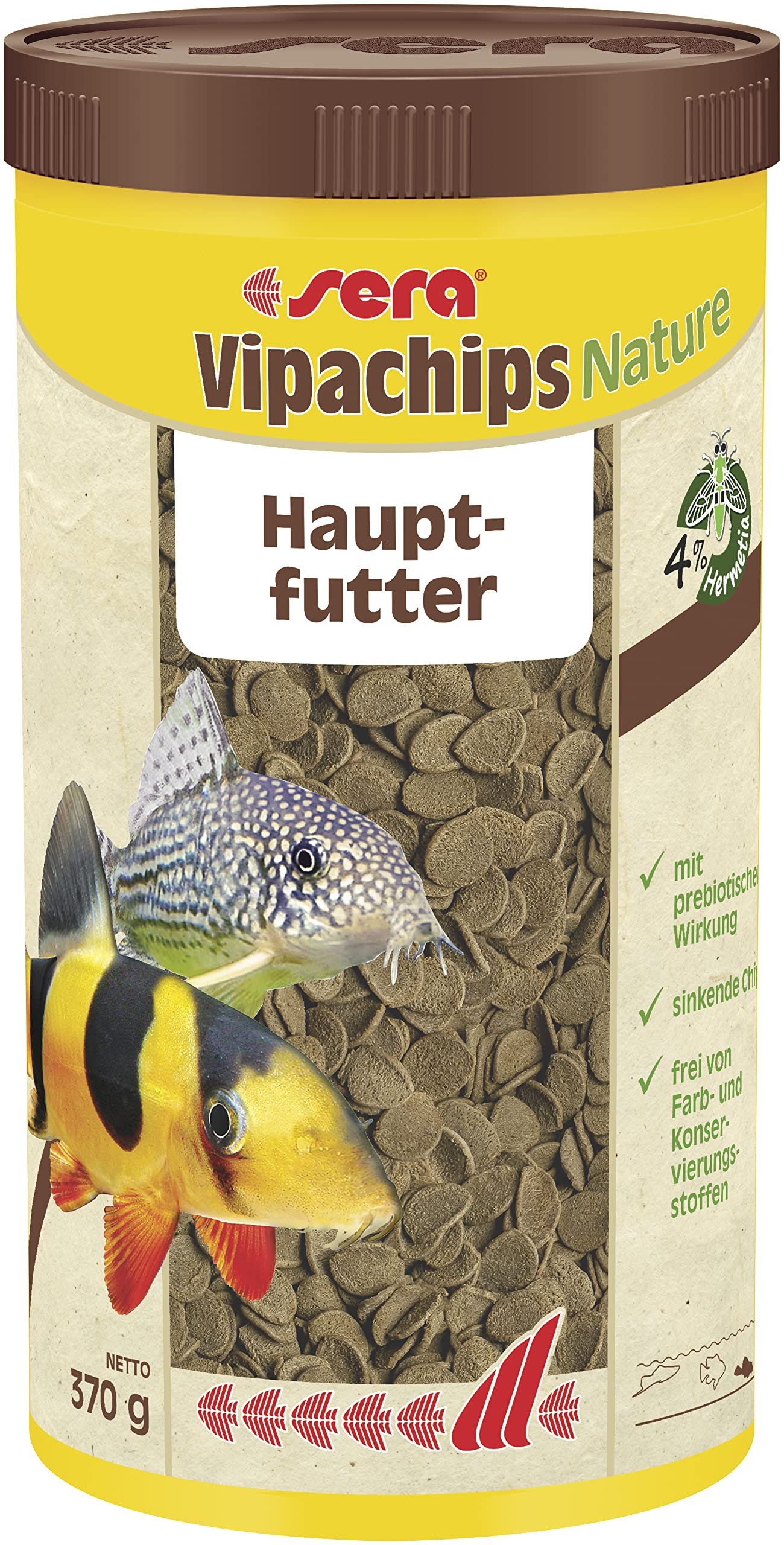 sera Vipachips Nature 1000 ml | Hauptfutter mit 4% Insektenmehl | Schnell sinkend für Bodenfressende Fische | Ohne Farb- & Konservierungsstoffe | Ressourcenschonend & Naturnahe Ernährung