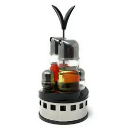 Menage Essig und Öl Spender Glas Salz Pfeffer Set Edelstahl 209 Silber Glas Ölspender