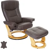 Robas Lund Relaxsessel Halifax Leder 86 x 105 x 82 cm Braun mit Hocker