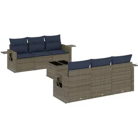 vidaXL Gartensofa-Set 7-tlg. grau Polyrattan