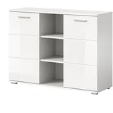 inn.furn Kommode Weiß Hochglanz 110 cm mit 9 Fächern Grazie