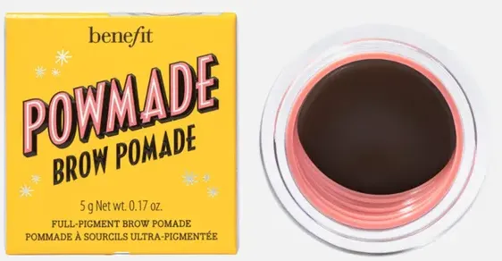 Benefit POWmade wasserfeste Augenbrauenpomade 5 g Farbton 4 Warmes Dunkelbraun – 36 Stunden wischfeste formende Augenbrauenpomade für definierte Augenbrauen