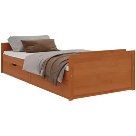 vidaXL Massivholzbett 90 x 200 cm Honigbraun