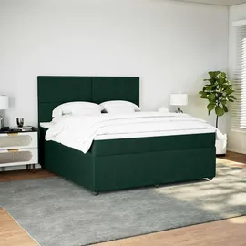 vidaXL Boxspringbett mit Matratze Dunkelgrün 180x200 cm Samt