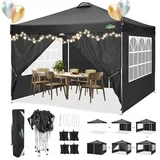 COBIZI Pavillon 3x3m Wasserdicht Pop Up Pavillon 3x3 faltbar Faltpavillon Gartenpavillon Partyzelt Faltzelt 3x3 höhenverstellbar Bierzelt mit 4 Sandsack(Blau