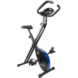 Fjoerdesports faltbarer Fahrradtrainer, Heimtrainer, Fitnessfahrrad LCD Trainingscomputer, klappbarer Hometrainer, inklusive Pulsmessung, maximales Benutzergerwicht 110 kg, 8 Widerstandsstufen (Blau)