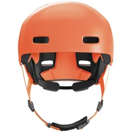 ABUS Fahrradhelm XOXO - Cityhelm im Skater-Look - Helm für Skateboard, Fahrrad, Scooter - mit optimiertem Kinnpolster - für Jugendliche und Erwachsene - Größe L, Mono orange