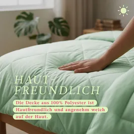 BestLivings Bettdecke Mint, leichtes Steppbett, Mikrofaser, atmungsaktiv, ohne Bettbezug nutzbar Wärmeklasse 2, auch ideal für Reisen, Camping - Grün