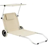 [en.casa] Sonnenliege Lazkano mit Rollen Beige