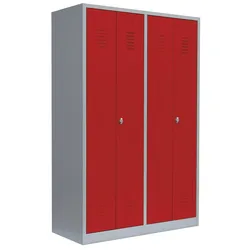 2er Spind für Schwarz-Weiss-Trennung Spint Stahl-Kleiderschrank grau/Rot 510444