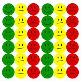 oblique-unique 180 Smiley Sticker Glitzer Aufkleber Lächeln Face - gelb rot,