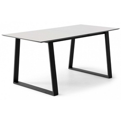 Hammel Furniture Esstisch Meza by Hammel, rechteckige Tischplatte MDF, Trapez Metallgestell, 2 Einlegeplatten weiß 165 cm x 73,5 cm