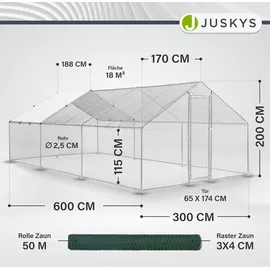 Juskys Freigehege 3 x 6 x 2 m grau