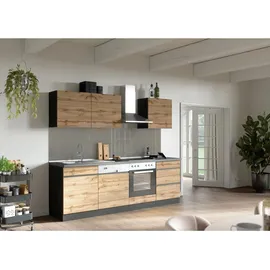 Held Küchenzeile Turin 240 cm Graphit/Eiche