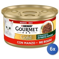 6x Gourmet Gold Dosen Streifen 85 Gramm Rind Made IN Italy