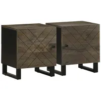 VidaXL Nachttische 2 Stk. Schwarz 40x33x46 cm Massivholz Mango