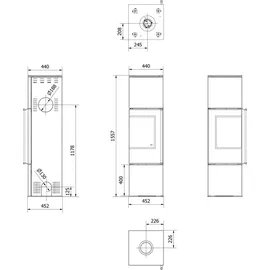 Kratki REN M links Ø 150 7 kW Granit / Innenverkleidung weiß
