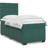 vidaXL Boxspringbett mit Matratze Dunkelgrün 140x200 cm Samt