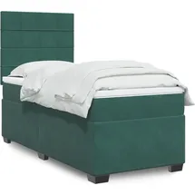 vidaXL Boxspringbett mit Matratze Dunkelgrün 140x200 cm Samt
