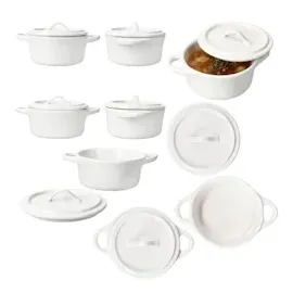 Mambocat 12er Set CREME Mini-Cocotte 100ml Creme-Weiß Back-Form Ofenförmchen Mini-Topf