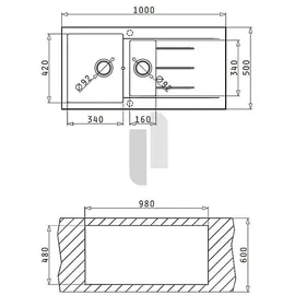 PYRAMIS Alazia 100 x 50 cm 1 1/2B 1D beige + Excenterbetätigung