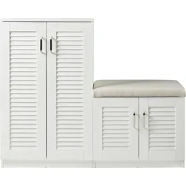 [en.casa] Løten 120 x 97 x 36 cm mit Sitzbank weiß / weiß