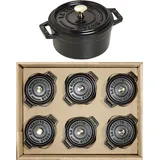 Staub Mini Schmortopf Gusseisen schwarz emailliert Gastro 6 er Set