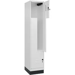 C+P Z-Spind Classic PLUS, Sockel, 2 Abteile, HxBxT 195x40x50cm, Sicherheitsdrehriegel, Verkehrsweiß von PROREGAL