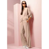 Hosenanzug HEINE, Damen, Gr. 48, Normalgrößen, sesam, beige, meliert, 75% Polyester, 20% Viskose, 5% Elasthan, Anzüge Hosenanzug