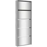 vidaXL Schuhschrank mit Spiegel 63 x 169,5 x 17 cm grau / grau