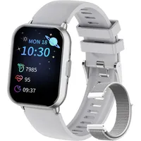 für Jungen Mädchen mit Fitnessuhr Schrittzähler Herzfrequenz Schlaf 100+ Sport Kalorien Wecker Spiel Wasserdicht - Silber