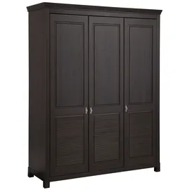 otto home Kleiderschrank OTTO HOME "Rauna, mit Lamellen und Kassetten, klassischer Landhausstil, rustikal", braun (dunkelbraun), B:159cm H:195cm T:60cm, Massivholz, Schränke, Kleiderschrank, massive Kiefer, Metallgriffe, mehrere Varianten, zeitloses Design