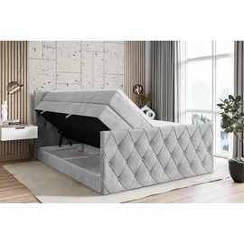 altdecor Boxspringbett AMAY-Z KING - 160x200 - H3/H4 - Hellgrau