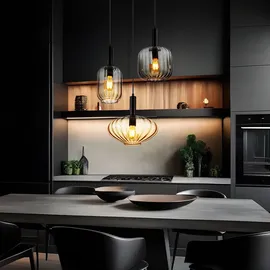 GLOBO Pendelleuchte Hängelampe Esszimmerlampe 3-Flammig Glas Deckenleuchte Designlampe