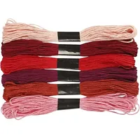 Creativ Company Stickgarn, Dicke 1 mm, Rot Töne, 6 Bündel