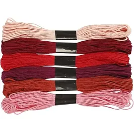Creativ Company Stickgarn, Dicke 1 mm, Rot Töne, 6 Bündel