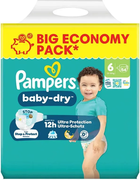 Pampers Baby Dry Windeln Gr.6 Extra Large 13-18kg Big Eco. Pack 54 ST
