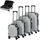 Arebos Kofferset Reisekoffer 4er Set Hartschalen Koffer Trolley S-M-L-XL-Set, 4 Rollen, (Set, Silber) silberfarben