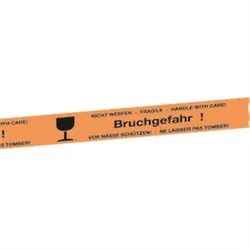 Aufkleber Packband NICHT WERFEN ... Bruchgefahr! ..., Folie, 50 mm x 66 m