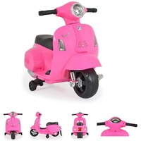 Moni Kinder Elektromotorrad Vespa GTS Super Sport, Roller, Frontleuchten, Hupe pink